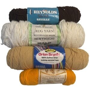 Vintage Yarn Lot Reynolds Sayelle LeeWards Rug Yarn Orlon Acrylic 4 Skeins Multi